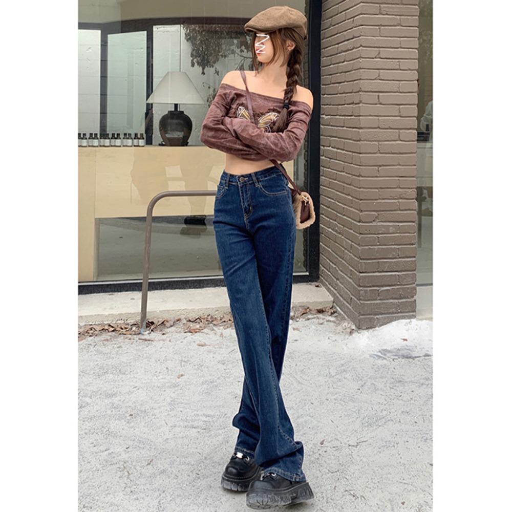 American high street retro high-waisted small straight-leg pants versatile straight-leg jeans women's 2025 autumn and winter Korean version commuting