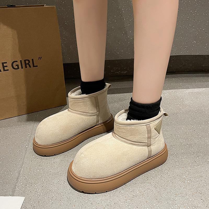 

2025 Sangpo shoes winter soft leather new women s shoes snow boots women s non-slip waterproof velvet thick-soled warm boots cotton shoes 35