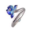 Retro Thai Silver Blue Enamel Lotus Flower Adjustable Rings For Women Fashion New Jewelry Gift Party Wholesale anillos