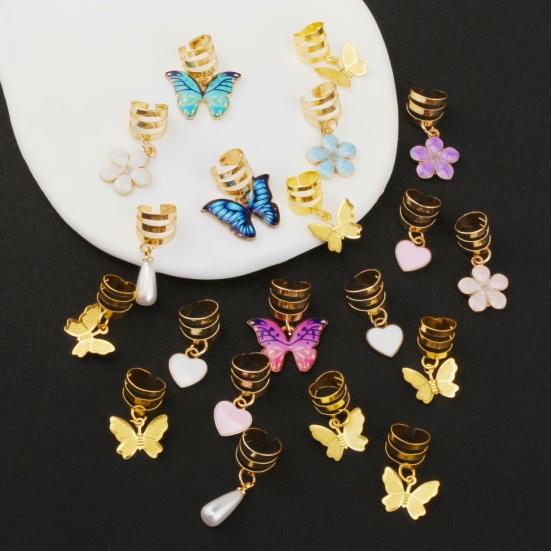 20Pcs Braid Hair Accessories, Alloy Braided Hair Clips with Butterfly Heart Flower Pendants, Spiral Design Hair