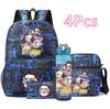 4 Pezzi/set Zaino Stampato Anime Demon Slayer Grande Capacità Borsa per Libri Borsa a Spalla Custodia per Borsa con Borraccia da 750ml Ragazzo Ragazza Zaino Impermeabile
