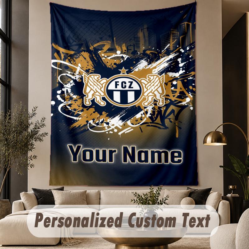 Custom Text Tapestry FC Zürich Print Wall Tapestry Indoor Living Room Wall Decor
