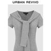 UR Women's 2025 Autumn Slim-fit Shawl-Style V-Neck Short Sleeve T-Shirt