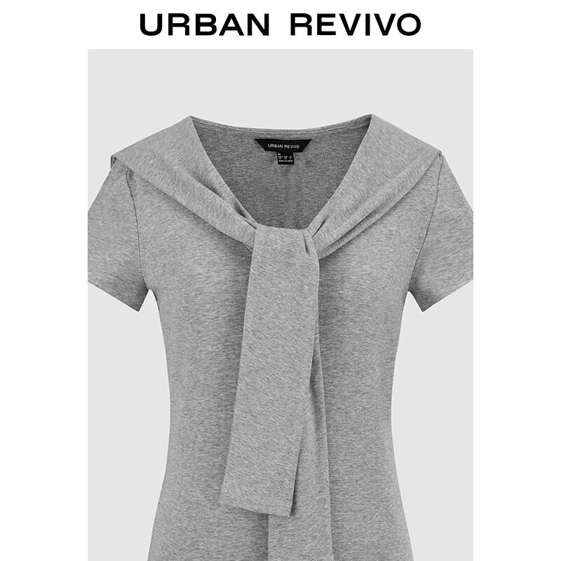 UR Women's 2025 Autumn Slim-fit Shawl-Style V-Neck Short Sleeve T-Shirt