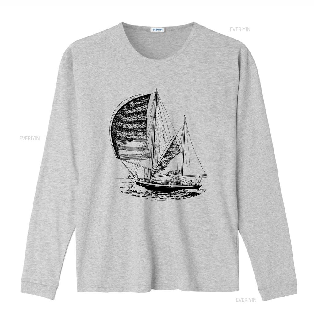Sailboat Under Sail T Shirt for Men and Women Sailing Boat Print Nautical Yachting Design Sailor Yachtman Style Available In