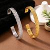 Women's Woven Texture Open Cuff Bracelet – Light Luxury Accessory for Everyday or Date Wear