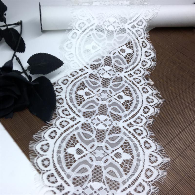 3m x 16.5cm White Chantilly Lace, Non-stretch French Eyelash Lace Fabric for Sewing, Bridal Dress, Dress, Lingerie, Bra, Underwear, Garment, Crafting