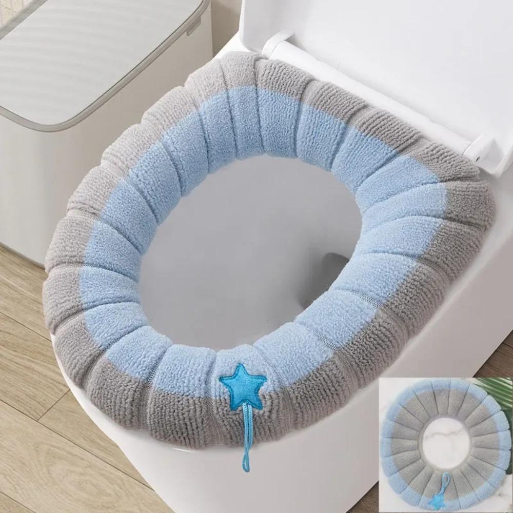 Soft Warm Toilet Seat Cover Mat Thickened Toilet Pad Cushion Toilet Seat Cushion Cover Bathroom синий