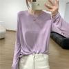 Slim-fit elastic mask shirt women's simple versatile top spring long-sleeved inner white bottoming shirt