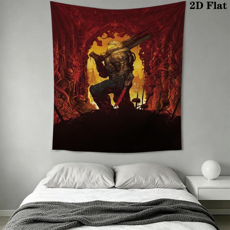 DOOM The Dark Ages Arazzo da Parete Appeso Estetico a Parete Coperta in Tessuto Stampato Arazzi Decorativi per Camera da Letto Soggiorno Decorazioni per la Casa