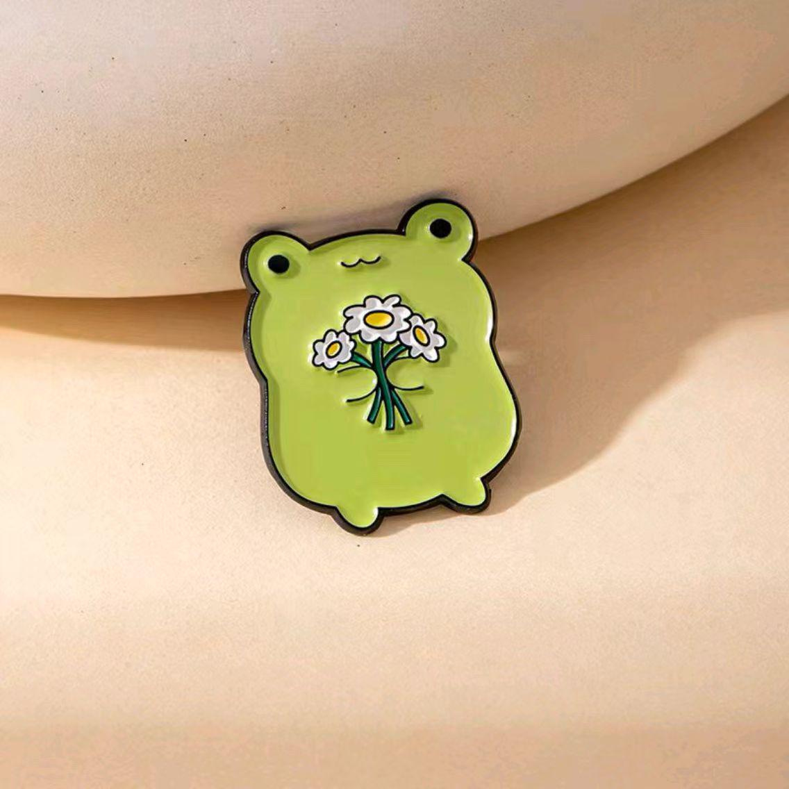 Creative Cartoon Frog Brooch Set: Fun, Cute, Mischievous Frog Badges