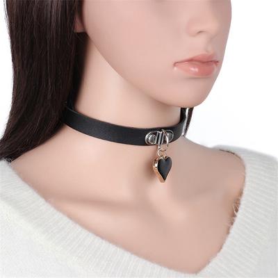 Necklace Collar PU Leather Heart Women Gothic Rock Punk
