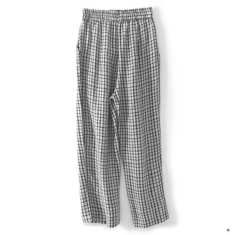 Linen checkered pants women's loose casual pants