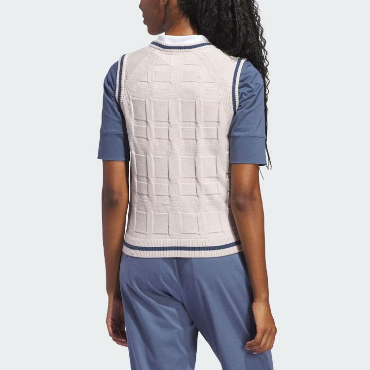 Adidas Go-To Sweater Vest Striped Color Block V-Neck Knit Vest Women Tops Oil-Grey-Purple IP4194