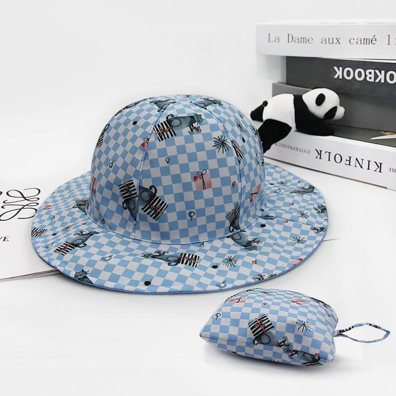 

1PC Children s Storage Fisherman Hat Spring Summer UV Protection Sun Cap Boys Girls Beach Panama Hat Cute Cartoon Bucket Caps синий