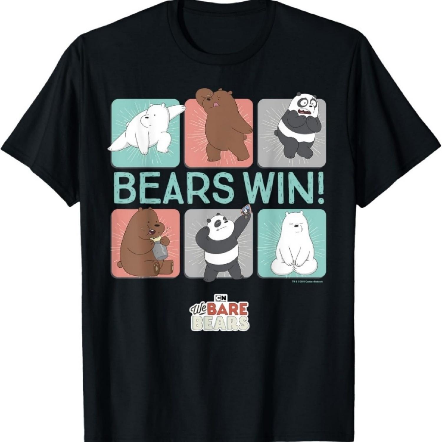 

CN We Bare Bears Bears Win Tiles T-Shirt S чорний