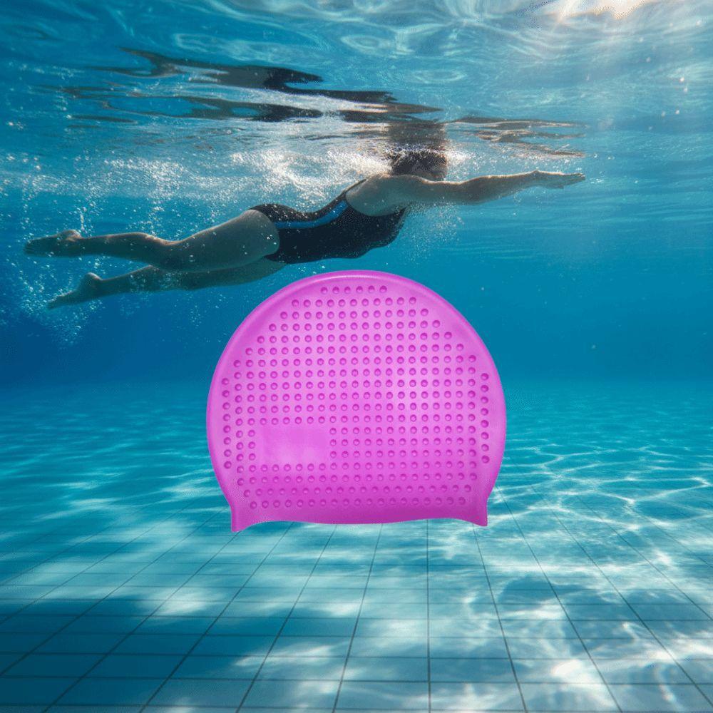 Non-Slip Silicone Swim Cap Wrinkle Free Elastic Waterproof Bathing Cap Plus Size Soft Thicken Snorkeling Cap Swim Training