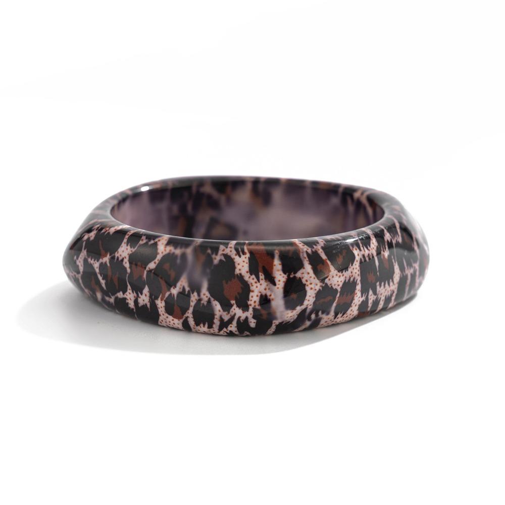 Leopard Print Irregular Wide Bracelet Irregular Retro Hand Ring Unique Acrylic Bangle  Men Style C