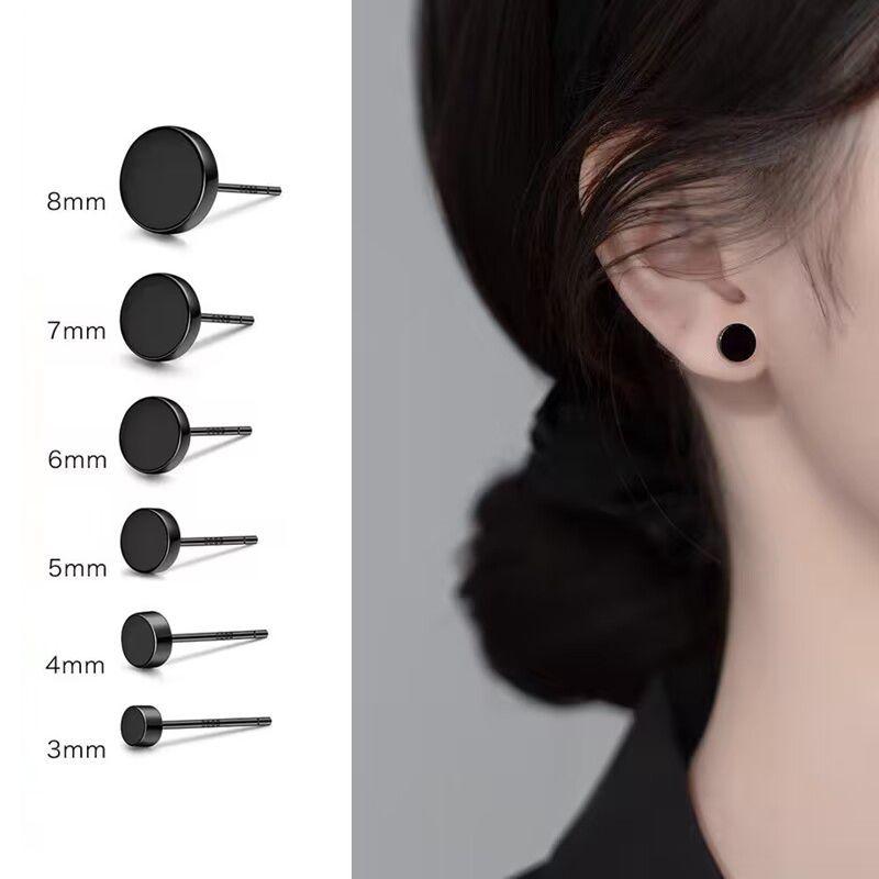 

Черные круглые серьги-гвоздики, не нужно снимать во время сна A1540 black round earrings 3mm [two pairs]]