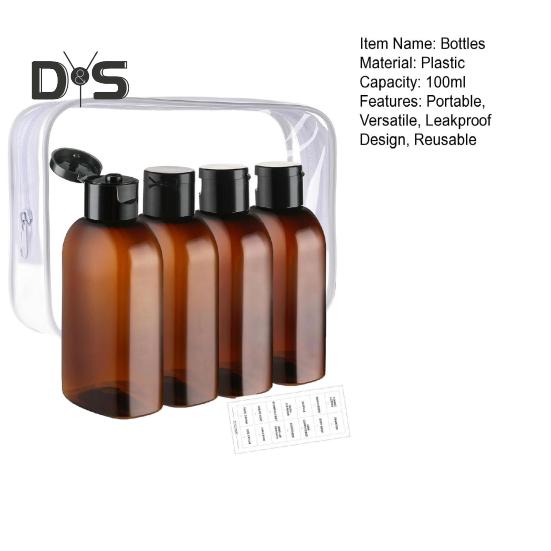 4Pcs Clear Travel Bottles Kit for Toiletries BPA-Free Leak-Proof Refillable Containers for Shampoo Lotion Oils Portable Silicone Cream Jars Reusable