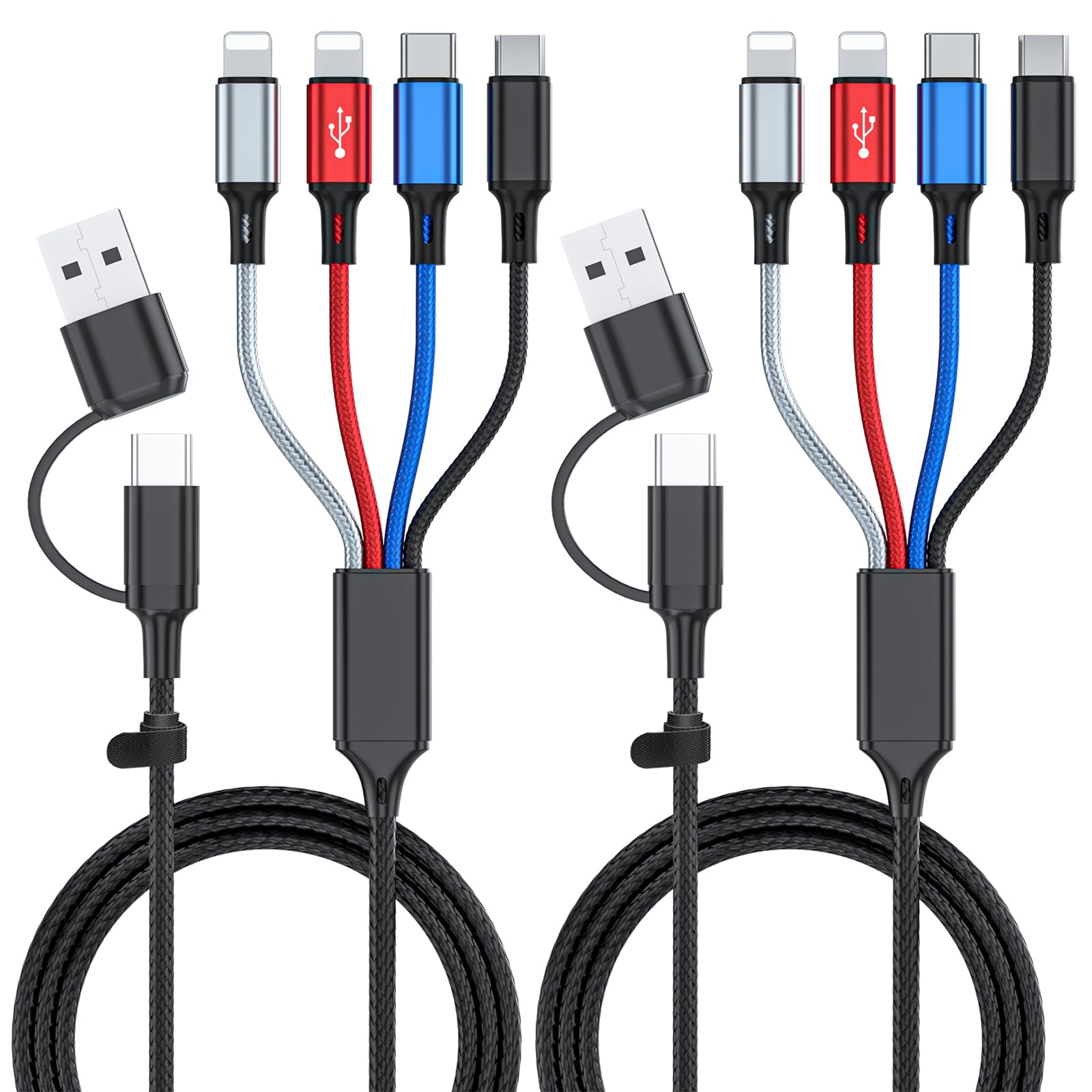 

Ankndo Multi Charging Cable 2 Pack 6ft Multi USB Cable 3A Multi Charging Cable Braided Multiple Phone Charge Cable Universal USB Charger Cable with