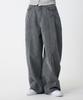 UNKNOWN PLANET Side Cut Tuck Pleat Wide Pigment Cotton Pants Gray