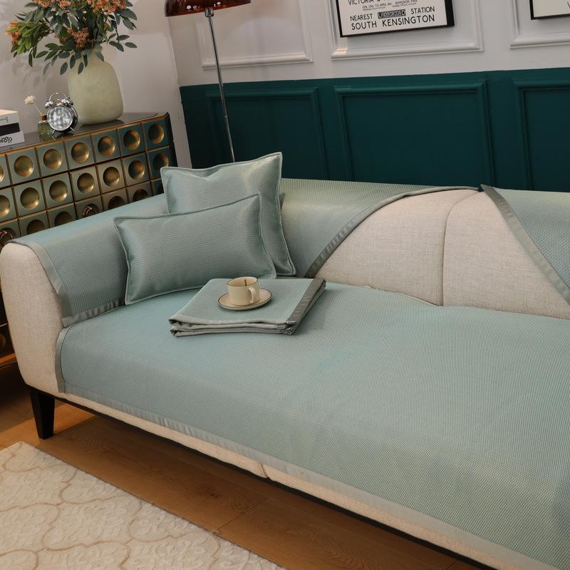 Summer Ice Silk Sofa Cushion Light Luxury Summer Mat Cushion Living Room Simple Sofa Cover Non-Slip