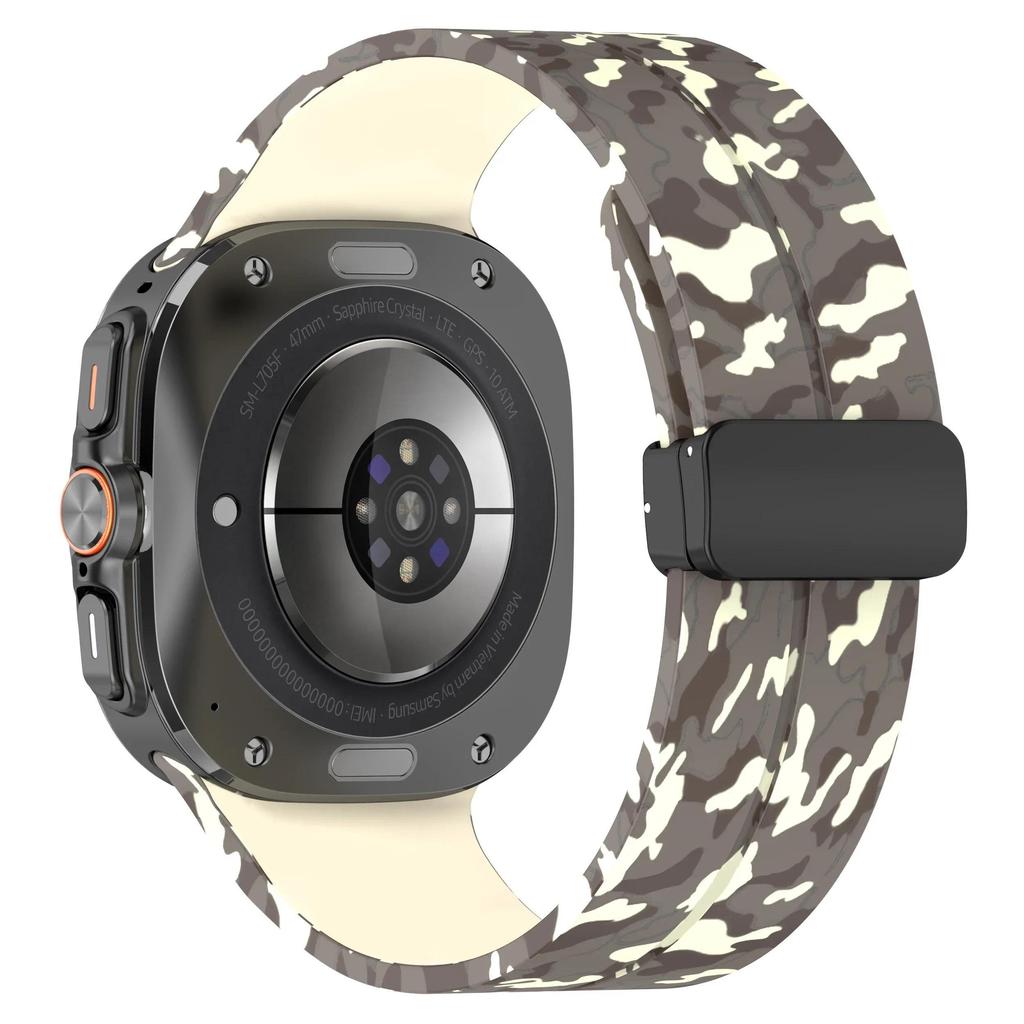 Camouflage Band for Samsung Galaxy Watch Ultra 47mm Silicone Magnetic Bracelet for Galaxy Watch 7 Ultra Replacement Watchband