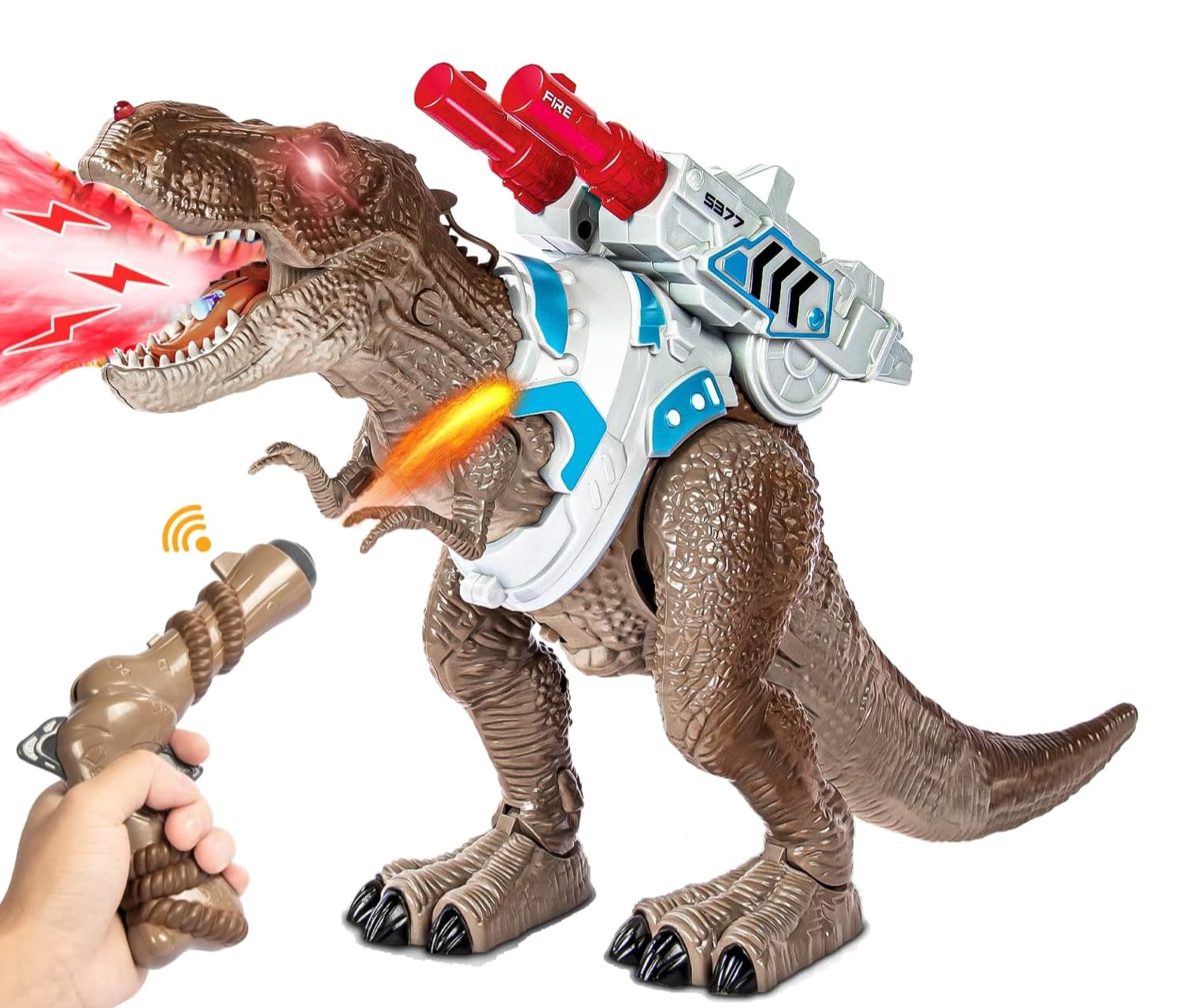 

Robot Dinosaur Toy - Walking, Roaring, Lighting, and Splashing! Rampage T-Rex Robot Multi-Function Battle Action Figure for Boys