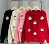 Women's Stylish Slimming Red Christmas Sweater - Age-Reducing, Loose Belly-Covering Knitwear for Autumn/Winter