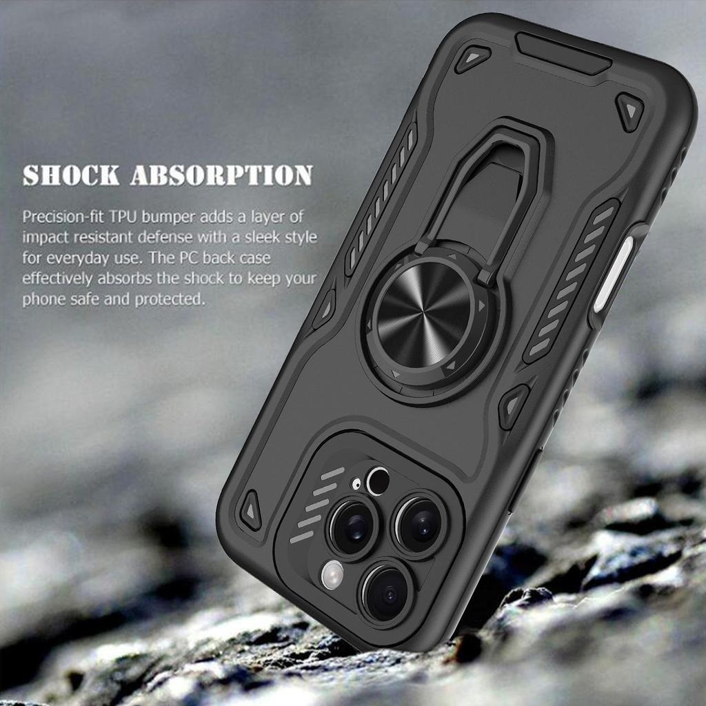 For iPhone 16 Pro Max Case with Kickstand Shockproof TPU+PC Phone Back Cover