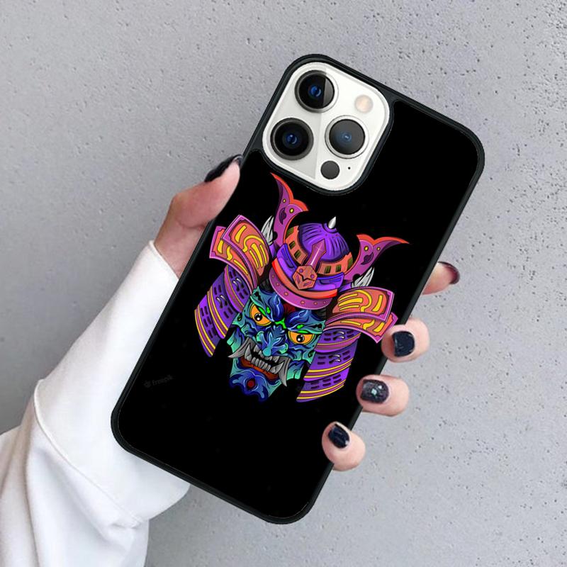 Samurai Japanese Warrior Mask Helmet Phone Case For iPhone 17 Air 16 Pro Max 15 14 Plus 12 13 Shell Cover Coque