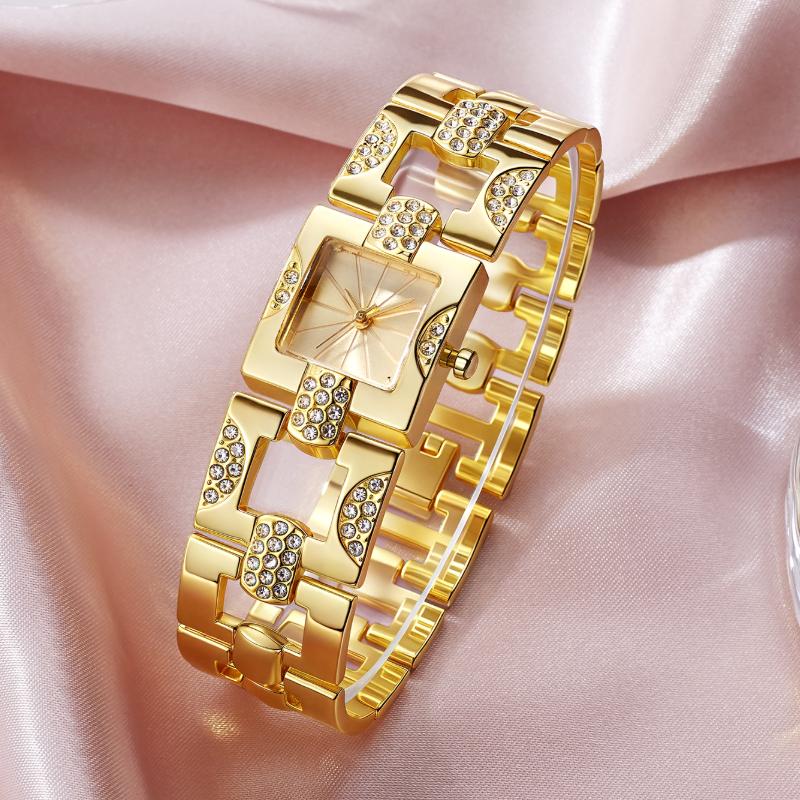New Fashion Luxury Woman Crystal Watch Women Square Stainless Steel Quartz Wrist Watches Ladies Top Bracelet Watches Reloj Mujer