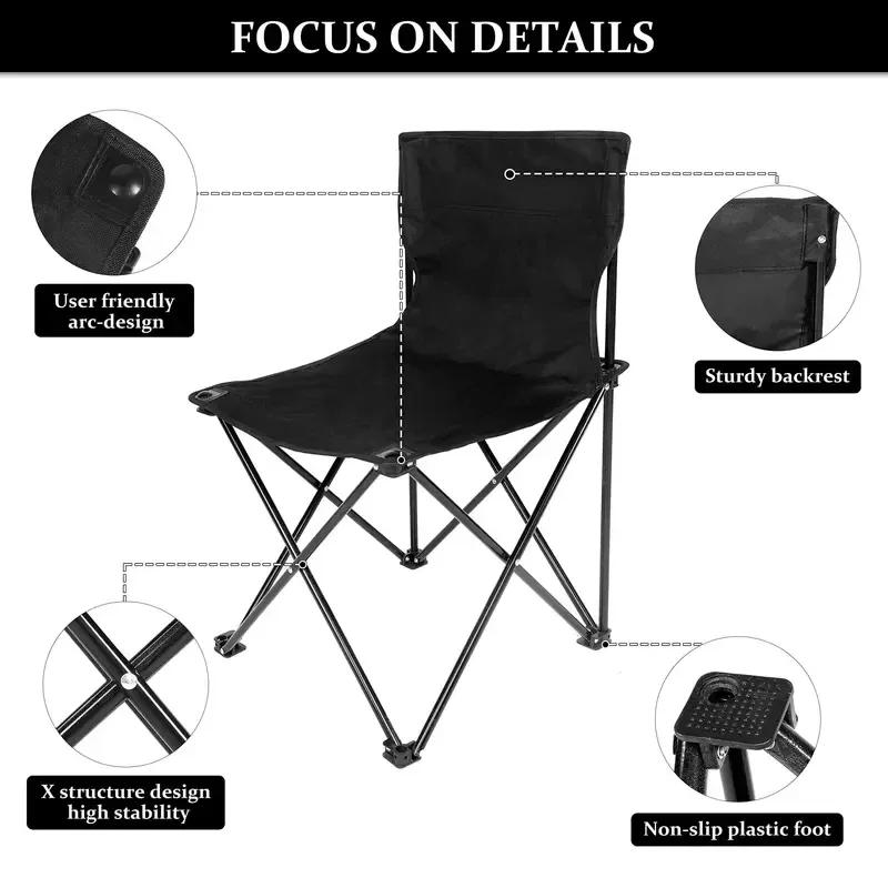 Outdoor Foldable Chair Camping Chair with Side Pocket Picnic Oxford Cloth Chairs Portable Beach Fishing Chairs Camping Chairs