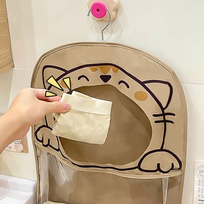 Organizzatori da appendere con apertura extra larga, design a cartone animato, resistenti all'acqua, borsa da parete salvaspazio per la casa, cucine, bagni