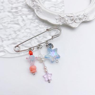 Y2K Gothic Sweet Beaded Brooch Stylish Paperclip Lapel Pin Waist Buckle  Sneaker Badge Shirt Collar Accessory