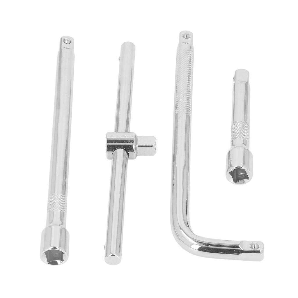 4PCS Set Drive Socket Extension Bar Chrome Vanadium Steel Sliding Bar T Handle Wrench for