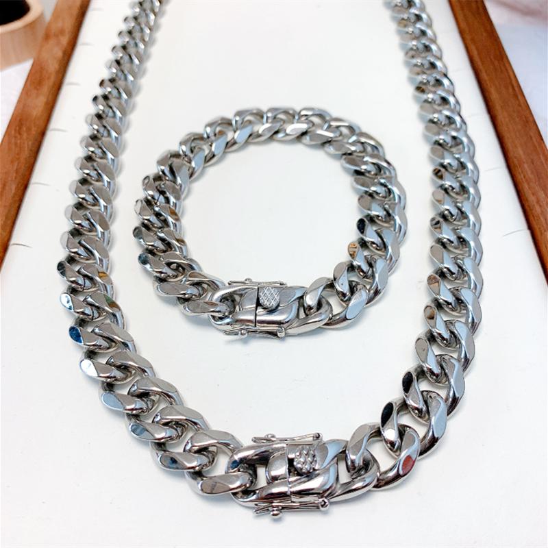 10/13mm Choker Necklace Punk Cuban Chain Necklace Waterproof Men Stainless Steel Long Link Curb Chain Gift Jewelry for friend