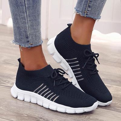 Moda Kadın Örgü Rahat Bağcıklı Spor Ayakkabı Koşu Nefes Alabilen Ayakkabı