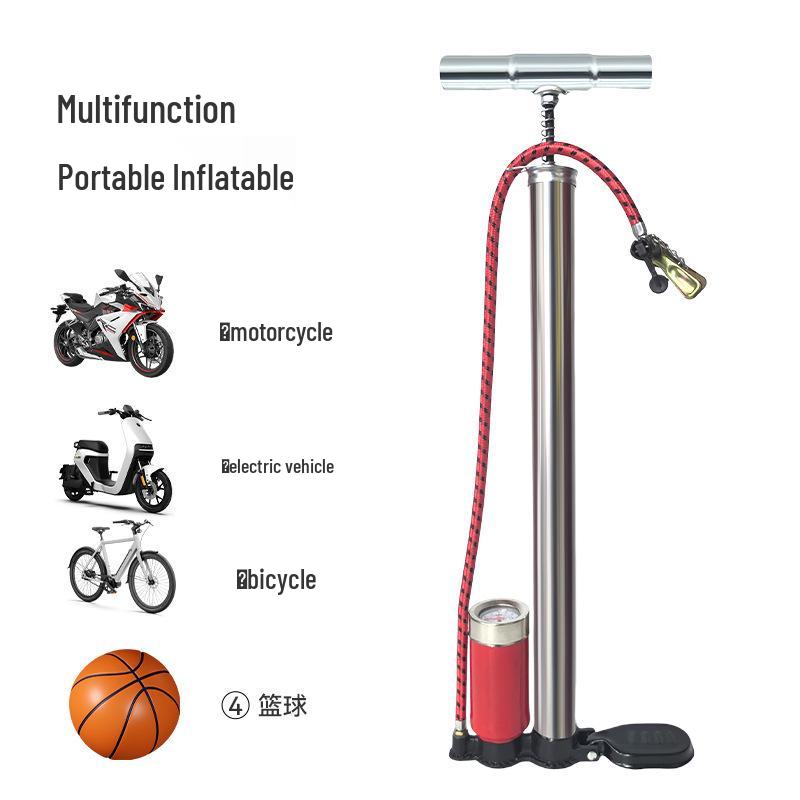 Stainless Steel Portable High-Pressure Manual Pump for Bikes and Basketballs