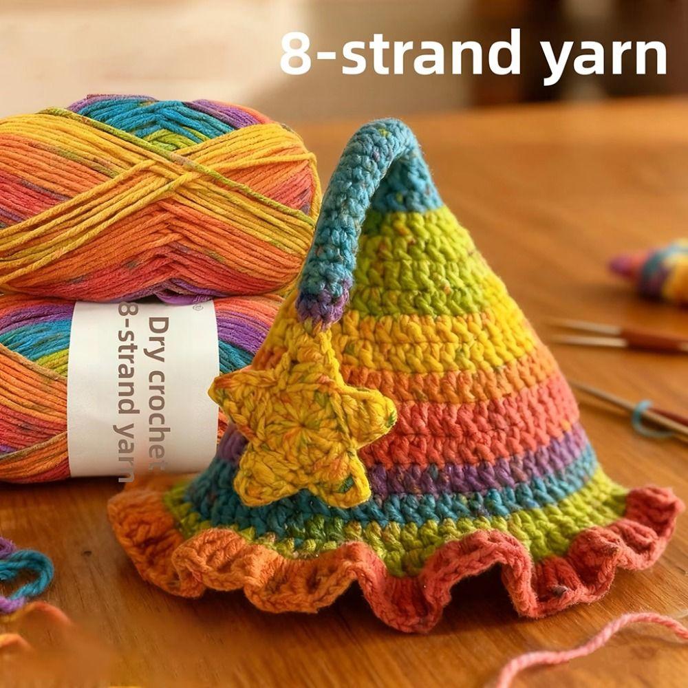 Multi-Color Hand-Dyed Yarn 8 Strands 8-Ply Crochet Yarn Hand Knitting Yarn Sweater Making