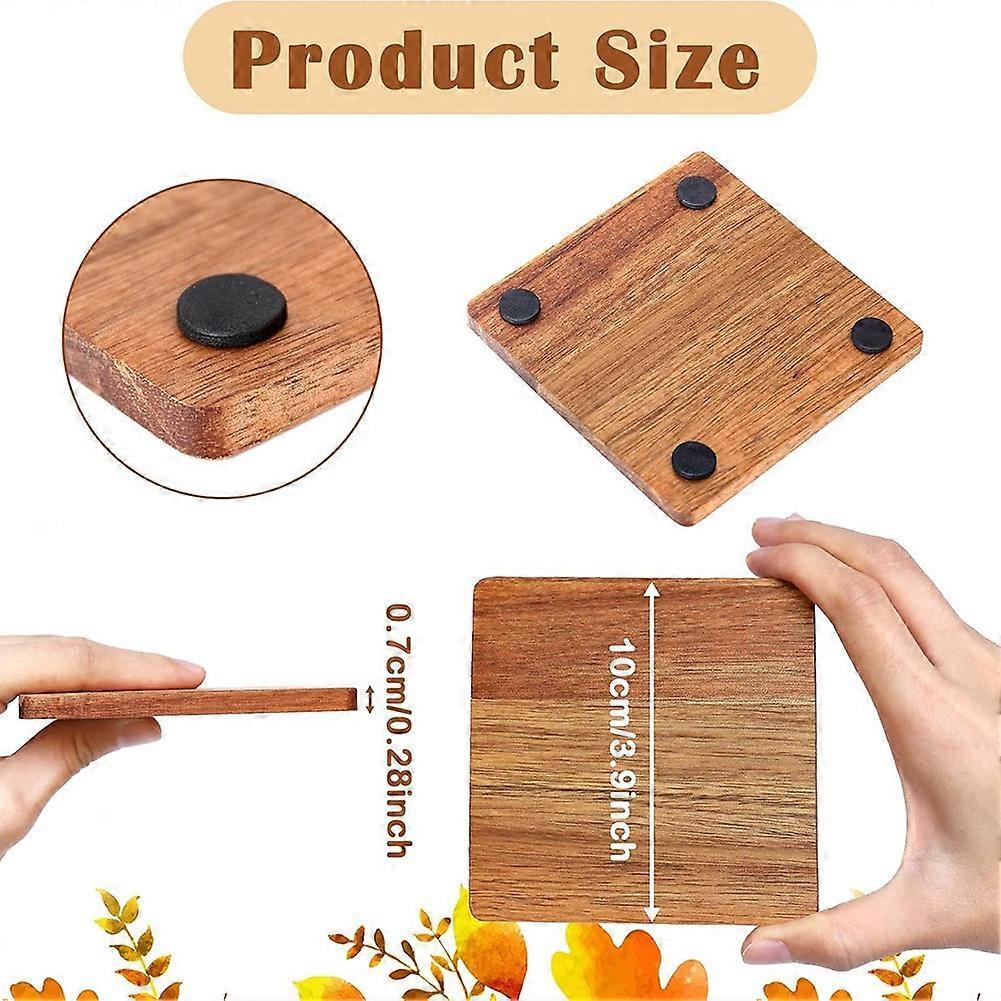36 Pieces Unfinished Wood Coasters, 4 Inch Square -Wooden Coasters for Crafts with Non-Slip Silicon
