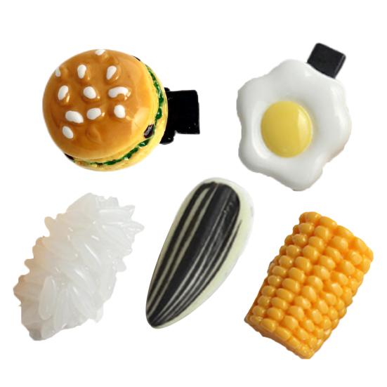 Girl Hair Pin Realistic Breakfast Chuck Design Side Bang Hair Clip Stable Grip No Damage Small Hairpin Daily Travel Hair Accessories