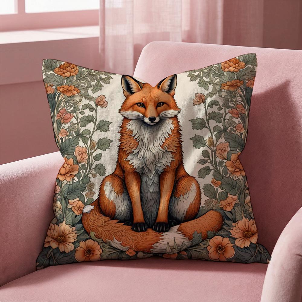 William Morris Art Fox Cushion Cover Multi-Scene Pillow Cover for Home & Car - Reversible, Soft & Durable for Daily Use