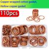 110pcs Copper-clad Cotton Gaskets, Compression Sealing Gaskets, Suitable for Automotive Oil Drain Plugs and Compression Washers.