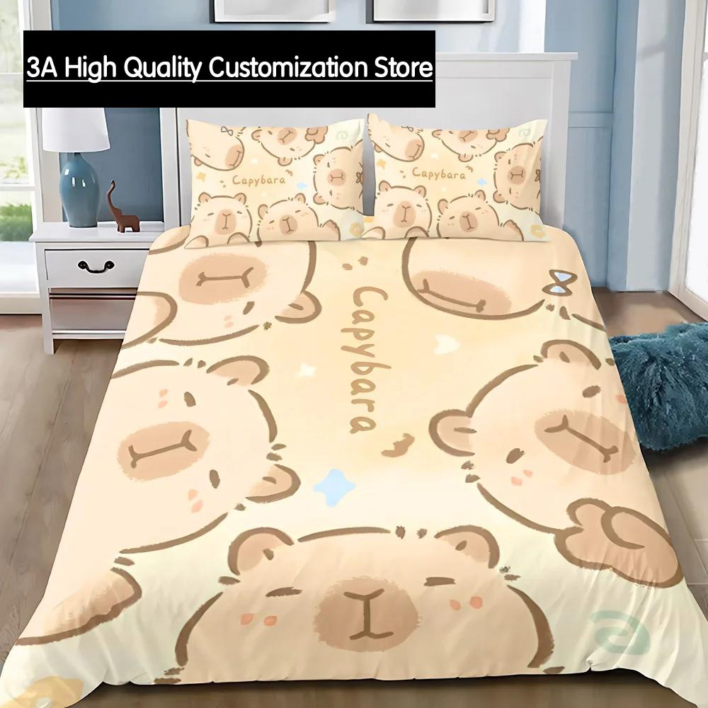 Comforter Cute Capybara Bedding Set Adult Boy Girl Bedroom Decoration Boys Gift Single Double Large Size