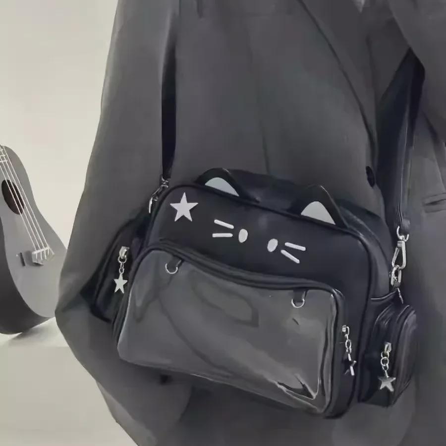 Millennium Y2K Large Capacity Cat Print Crossbody Backpack 2024