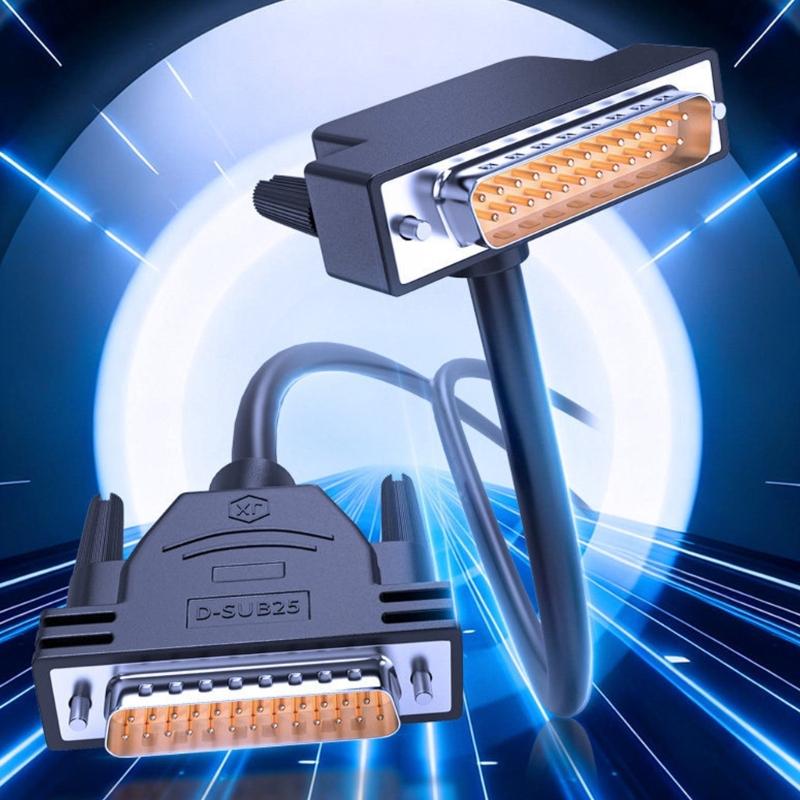 DB25 Male To Male Right Angle Connector Cable With Gold Plated Pin For Printer Scanner And External Storage Devices