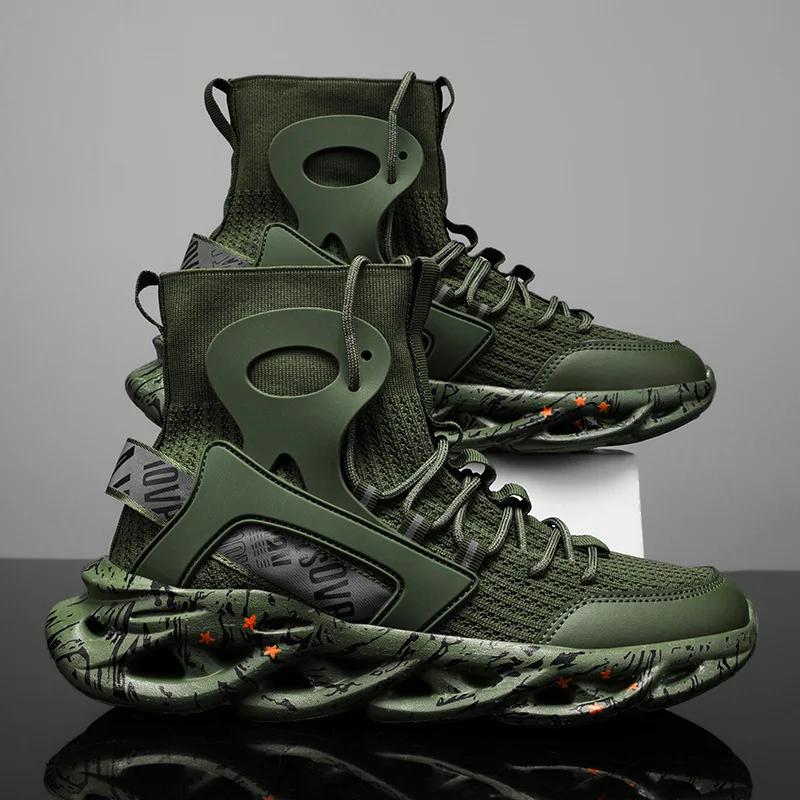 New Exquisite Men's Sneakers High Top Trend Versatile Casual Shoes Mesh Breathable Lightweight Sports Running Shoes