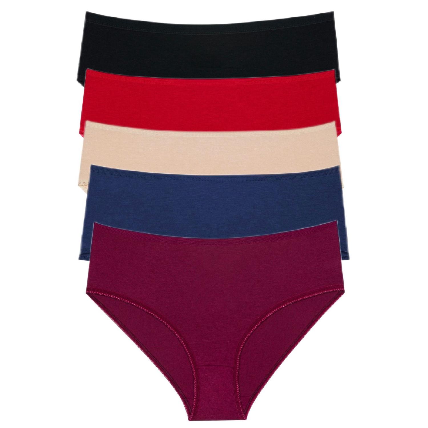 

5-piece Medium High Waist Flexible And Soft Cotton Panties S/M